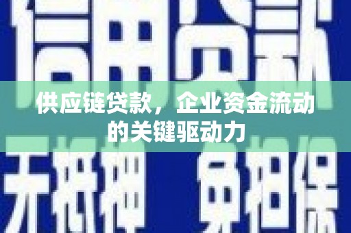炉霍供应链贷款，企业资金流动的关键驱动力