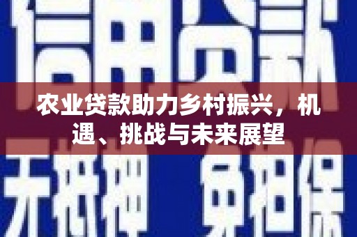 根河农业贷款助力乡村振兴，机遇、挑战与未来展望