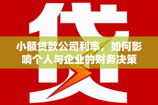 吴桥小额贷款公司利率，如何影响个人与企业的财务决策